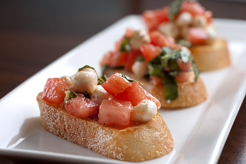 Heirloom Tomato and Mozzarella Bruschetta