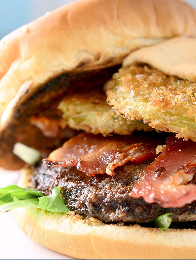 Recipe for Fried Green Tomato Bacon Burger Life's Ambrosia Life's