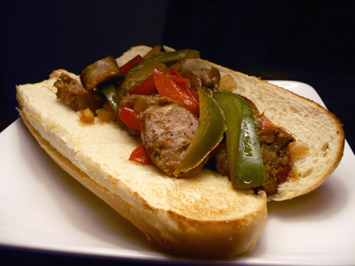 Sausage with Peppers and Onions Sandwich